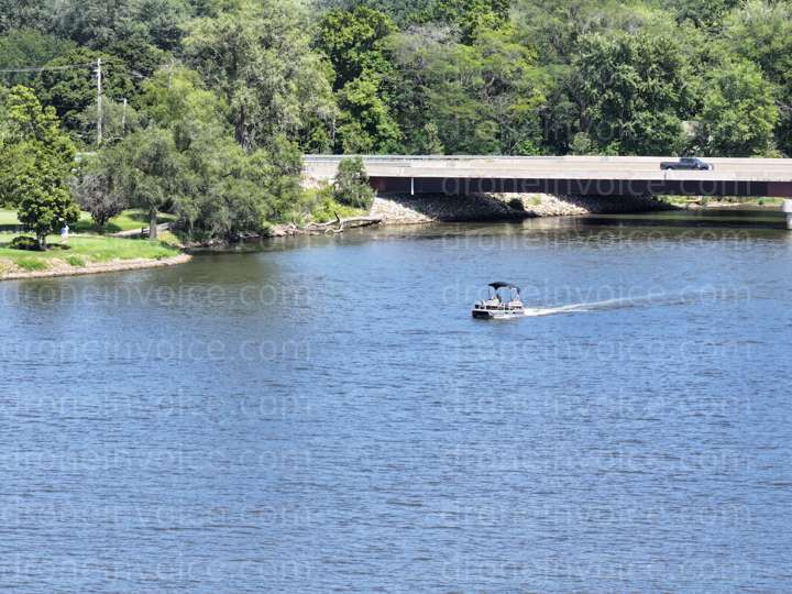 Cover for Pontoon Boat on Kankakee River by I-57 Bridge